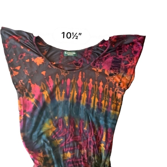 Knit jogger style tie dye jumpsuit with cap sleeves pockets and drawstring waist - Picture 9 of 11
